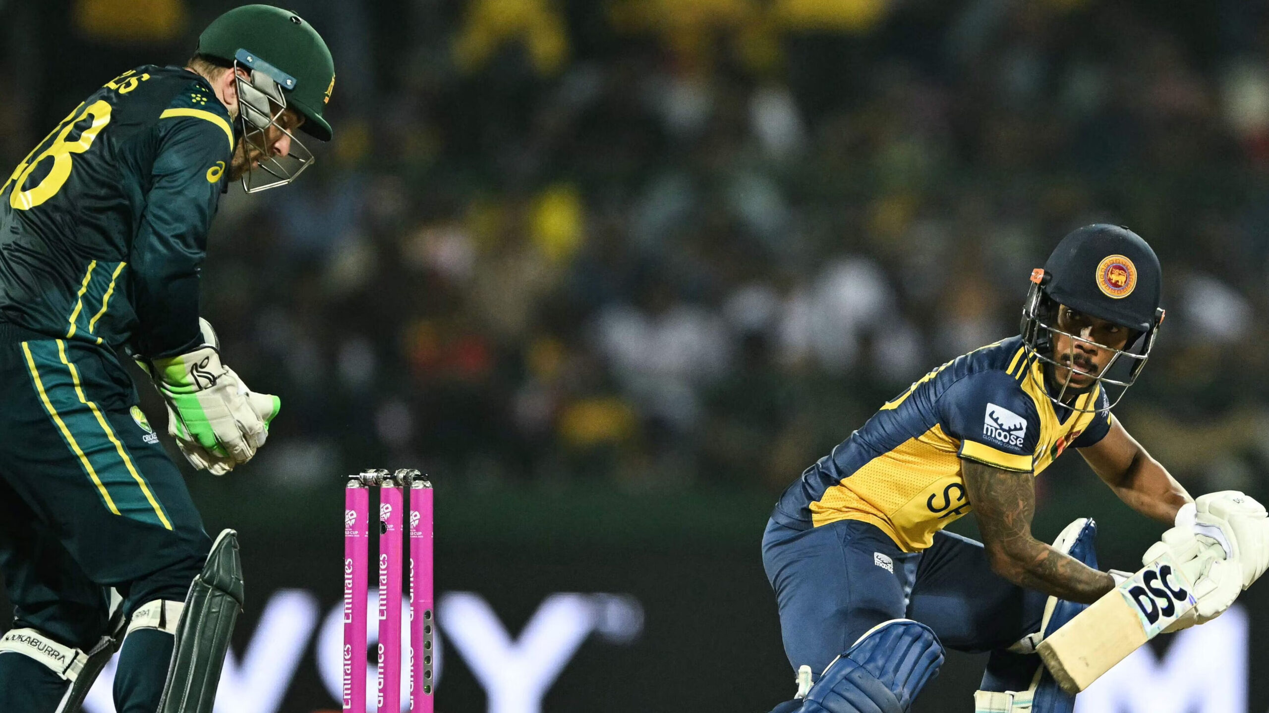 Australia batsman facing ball during Sri Lanka vs Australia Group B 2026 at Pallekele